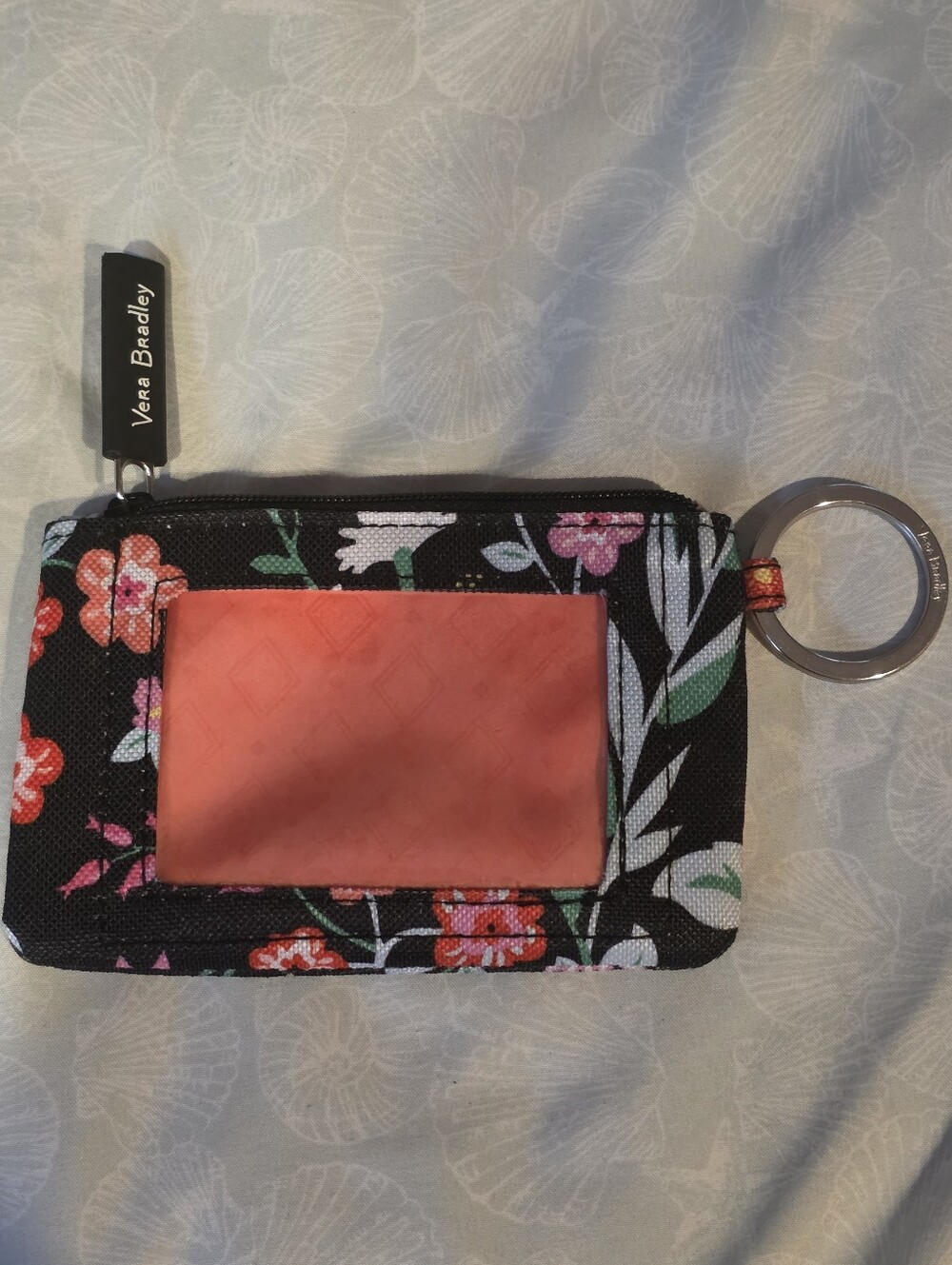 Retired Vera Bradley Twisted Clementine Pattern Floral ID Case with Coral Window